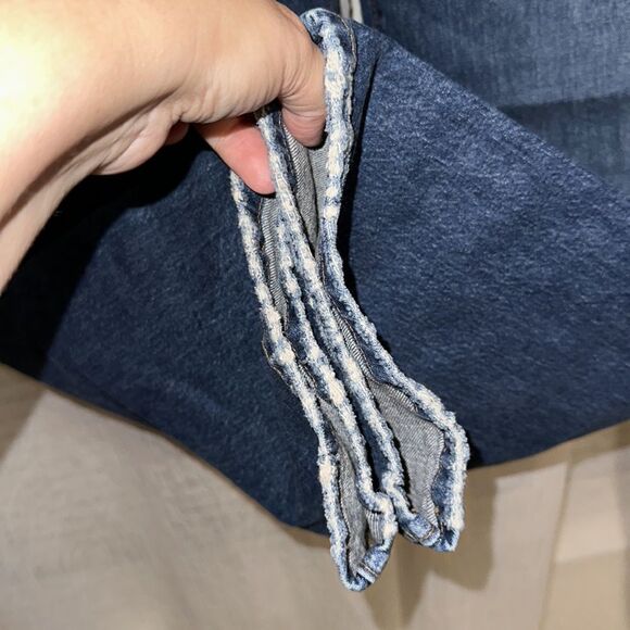 LOFT 14/32 Vintage Dark Blue Wash The Straight Crop Distressed Jeans - Picture 5 of 16